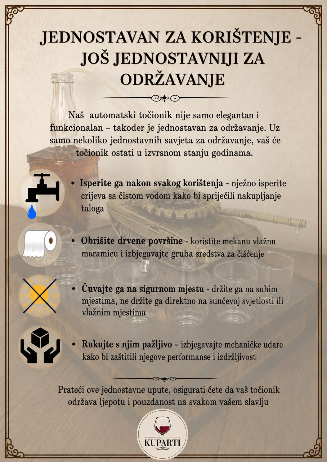 Upute za održavanje Kuparti točionika